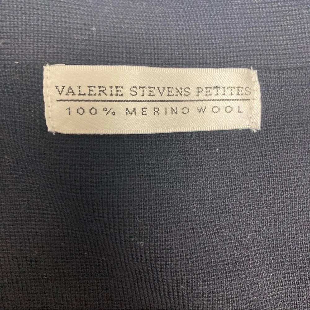 Valerie Stevens PetitesnOpen Front Cardigan Sweater Jacket Black Merino Wool